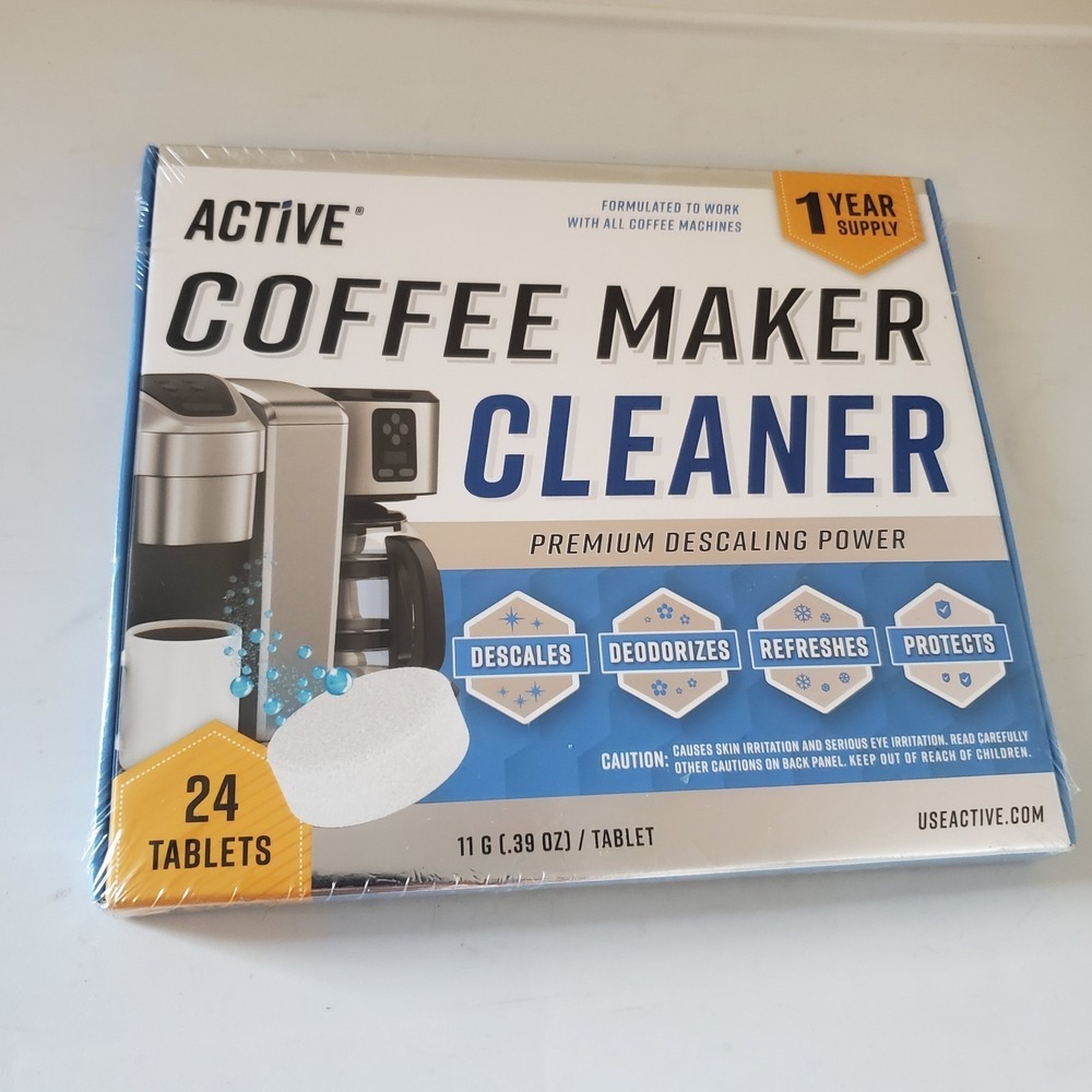 Active Coffee Maker Cleaner 24Tablets New Descales,deodorizes,refreshes,protects